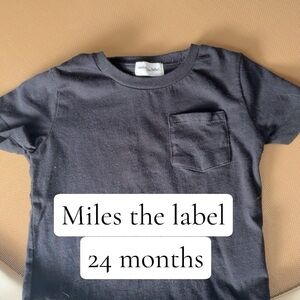 Miles the Label Black Pocket Tee - 24 Months